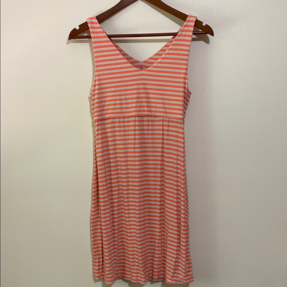 Athleta Pink/Tan Striped Dress Size Small